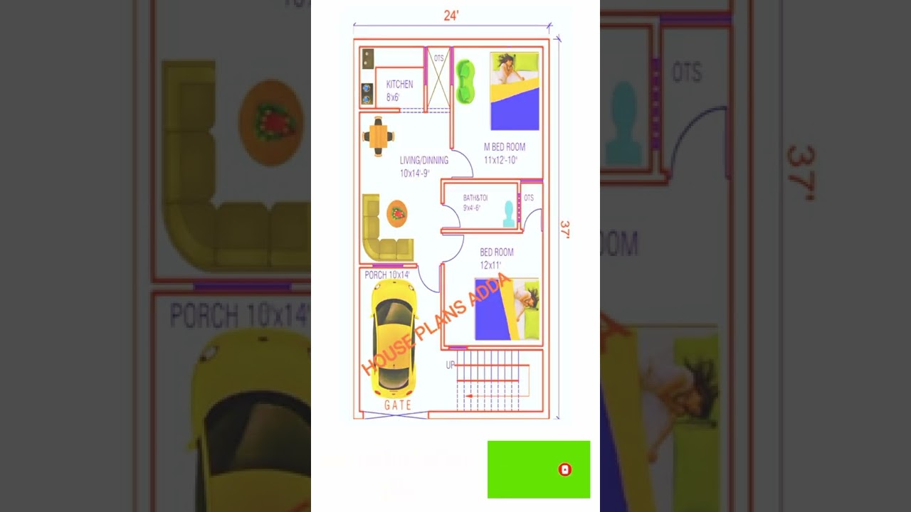 24x37 ka beautiful house plan desing 