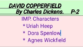 David Copperfield by Charles Dickens important Characters