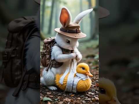 Rabbit and Duck Emotional Story, Love between friends of different species, please be safe #animals