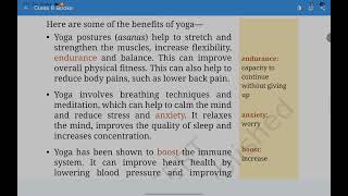 Class 6th 2026 new syllabus Purvi English Unit 4 Chapter -12 "Yoga- A way of life"  explaination .