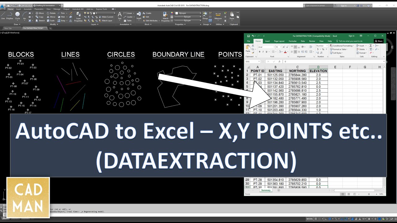 auto cad excel