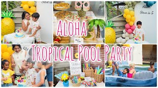 Tropical Pool Party | Steve’s 5th Birthday Party | Hawaii | Party Table Setting Ideas