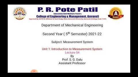 Unit 1 Lecture 04: Classification of measuring instruments