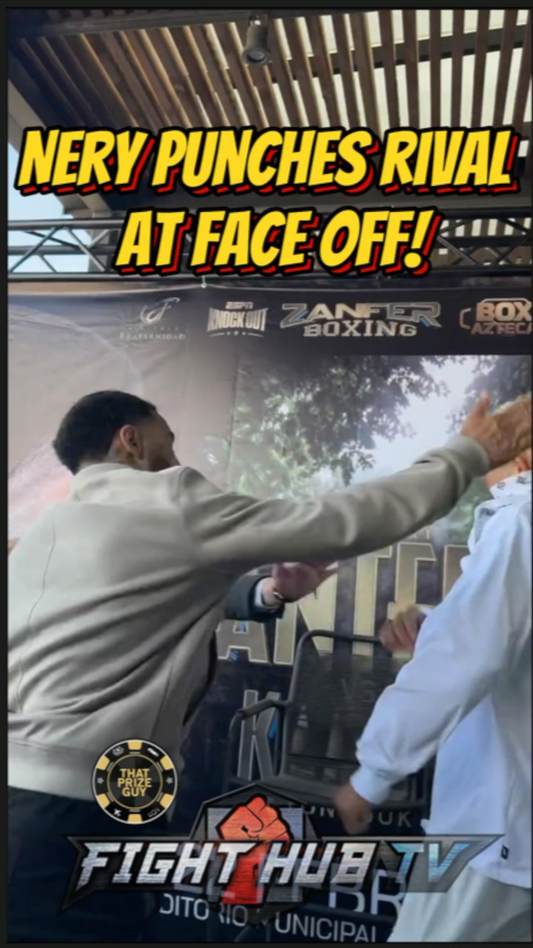 Luis Nery PUNCHES rival at face off; BRAWL BREAKS OUT!