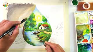 World Water Day Drawing | Poster Color Painting Step By Step | How to Paint Scenery Tutorial Video
