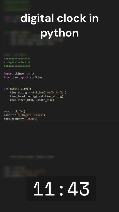 digital clock in python (tkinter tutorial) - YouTube