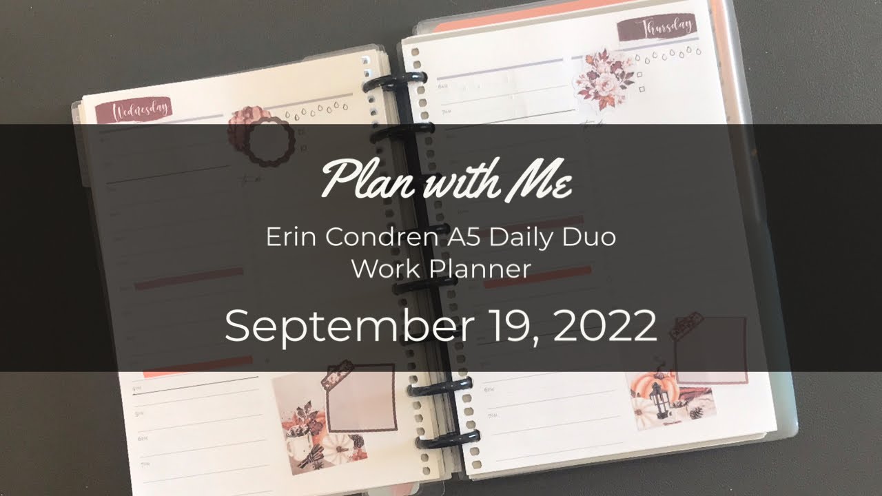 Plan with Me | Erin Condren A5 Daily Duo | Work Planner | September 19 ...