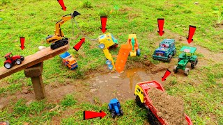 Toys Tractor Truck JCB Thar unlimited vehicles Video Water Jump 😱#kidscartoon  #kidsvideo #jcb 