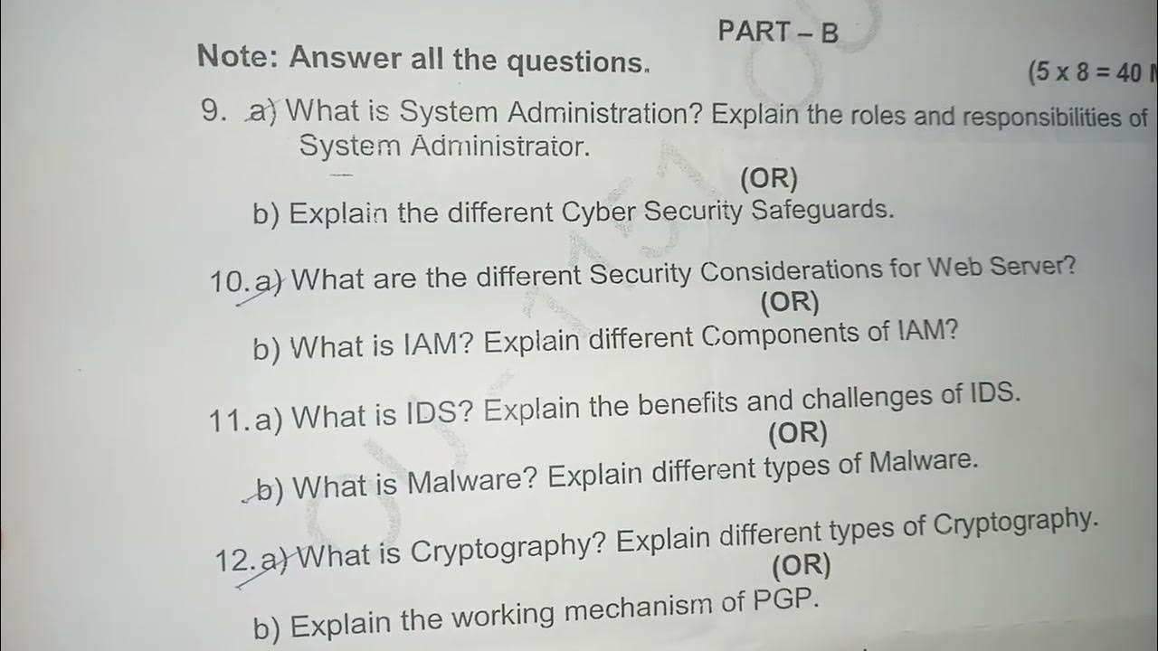 Degree 6th sem OU cyber security question paper 2022 new pattern - YouTube