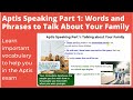 APTIS: Speaking Part 1 - Words and Phrases to Talk about Your Family