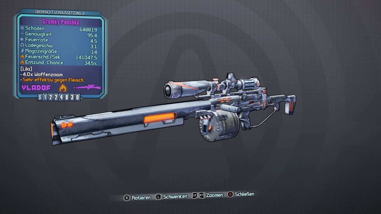 Borderlands 2 Vladof Sniper Rifles Pooshka (MaliwanLauf) YouTube