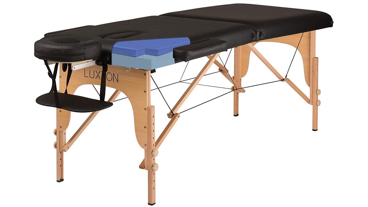 Luxton Home Premium Memory Foam Massage Table with Rolling Carrying Travel Case, Washable Sheets and More - Thicker and