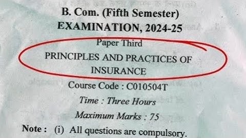 MGKVP B.Com 5th Sem Principles and Practices of Insurance || Question Paper 2025 || PYQs