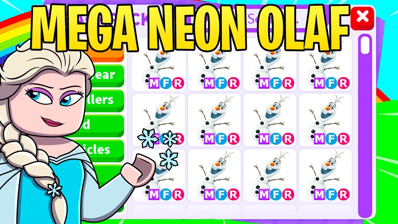 elsa trades away mega neon olaf (adopt me) YouTube