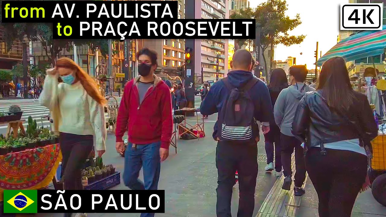 Walking from AV. PAULISTA through RUA AUGUSTA to PRAÇA ROOSEVELT 🇧🇷 | São Paulo, Brazil |【4K】2021