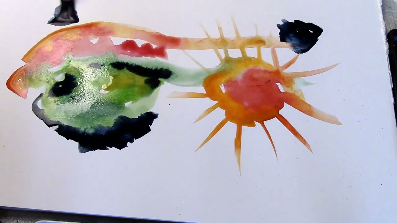 Watercolor Zentangle Art, Aquarell Doodle Design, Intuitive painting, Calming Art,