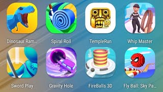 DinoSaur Rampage,Spiral Roll,Temple Run,Whip Master,Sword Play,Gravity Hole,Fire Balls,Fly Ball Sky screenshot 5