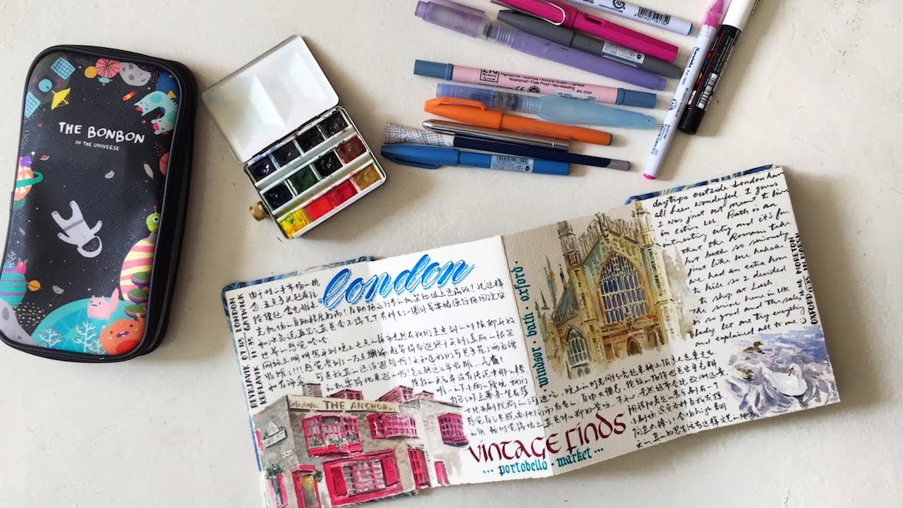 Travel Art Supplies and Sketchbook Flip Through