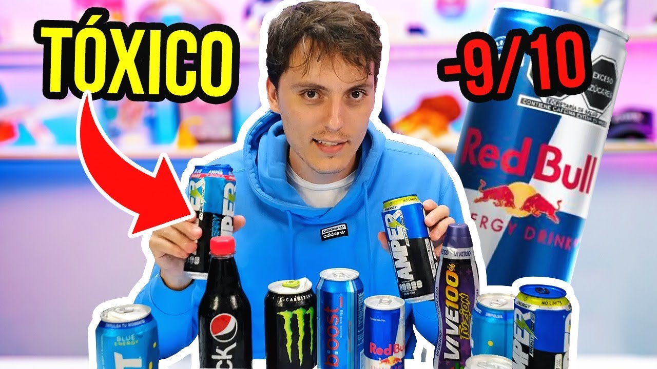 PROBÉ 10 BEBIDAS ENERGÉTICAS en 1 DÍA ¿Cual es la Mejor Bebida Energética? Redbull, Monster Energy.