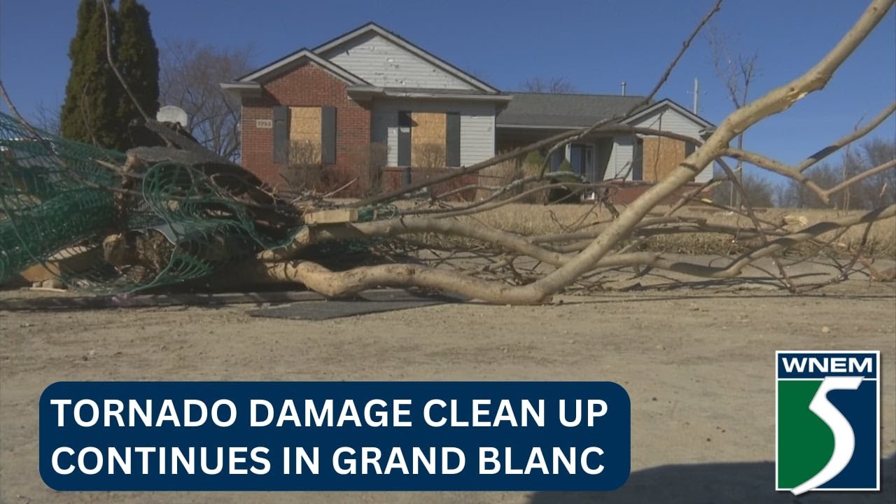 Tornado damage clean up continues in Grand Blanc - YouTube