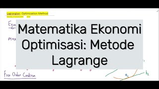 Matematika Ekonomi: Metode Lagrange