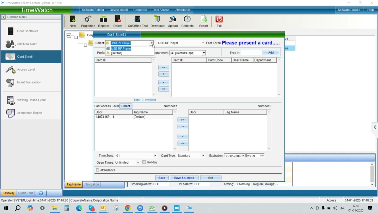 Timewatch Access Controller software with UHF Reader Fully demo