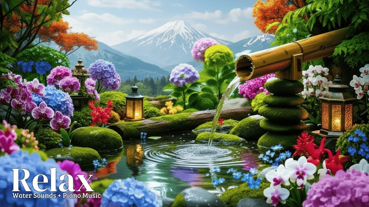 Relaxing Background 🌿 Soft Piano & Water Sounds | Spa, Work, Study & Sleeping
