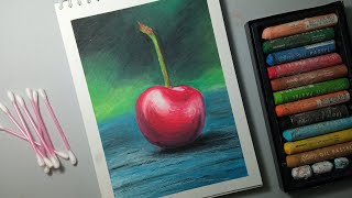 Рисую черешню масляной пастелью и ватными палочками/ Easy Oil Pastel Drawing for Beginners