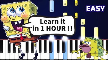 SpongeBob - Closing Theme Song - EASY Piano tutorial (Synthesia)