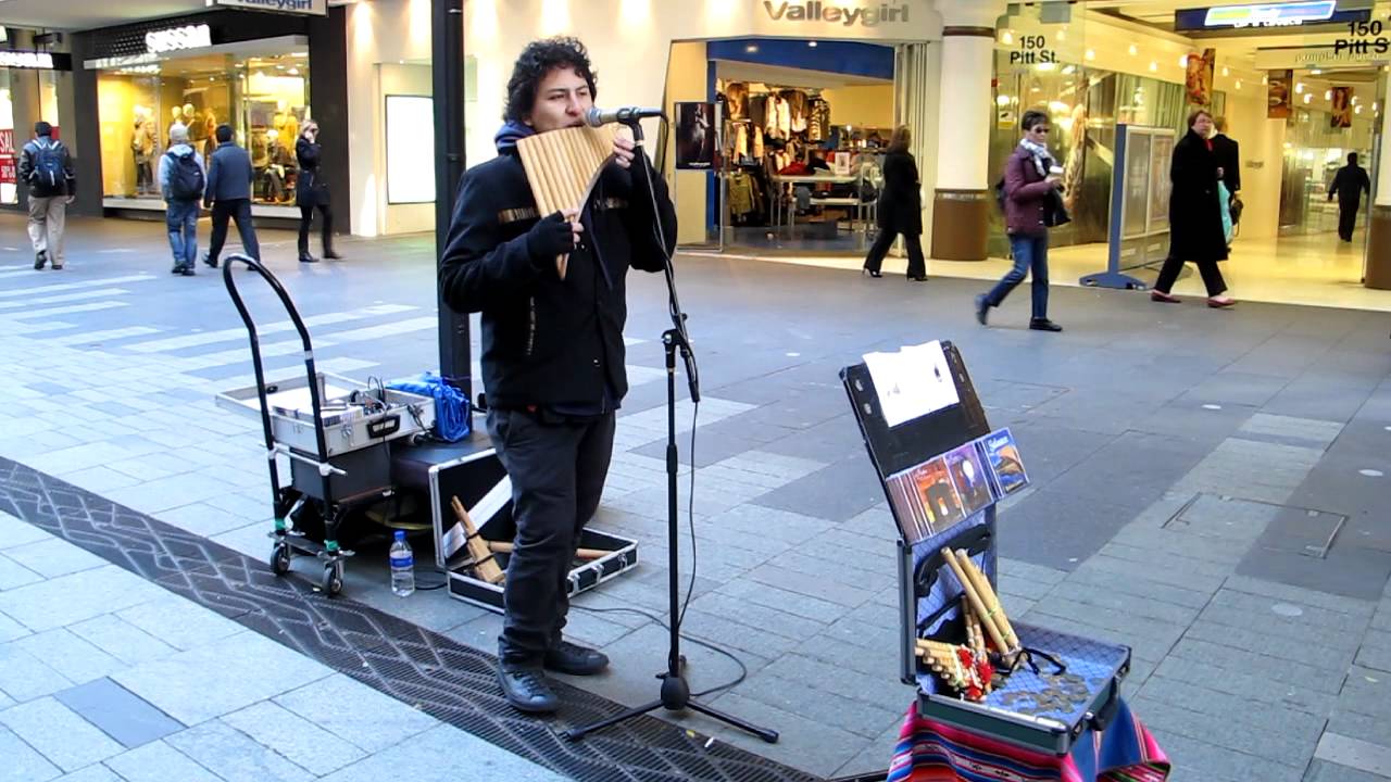 Pan flute player performing in street of Sydney YouTube