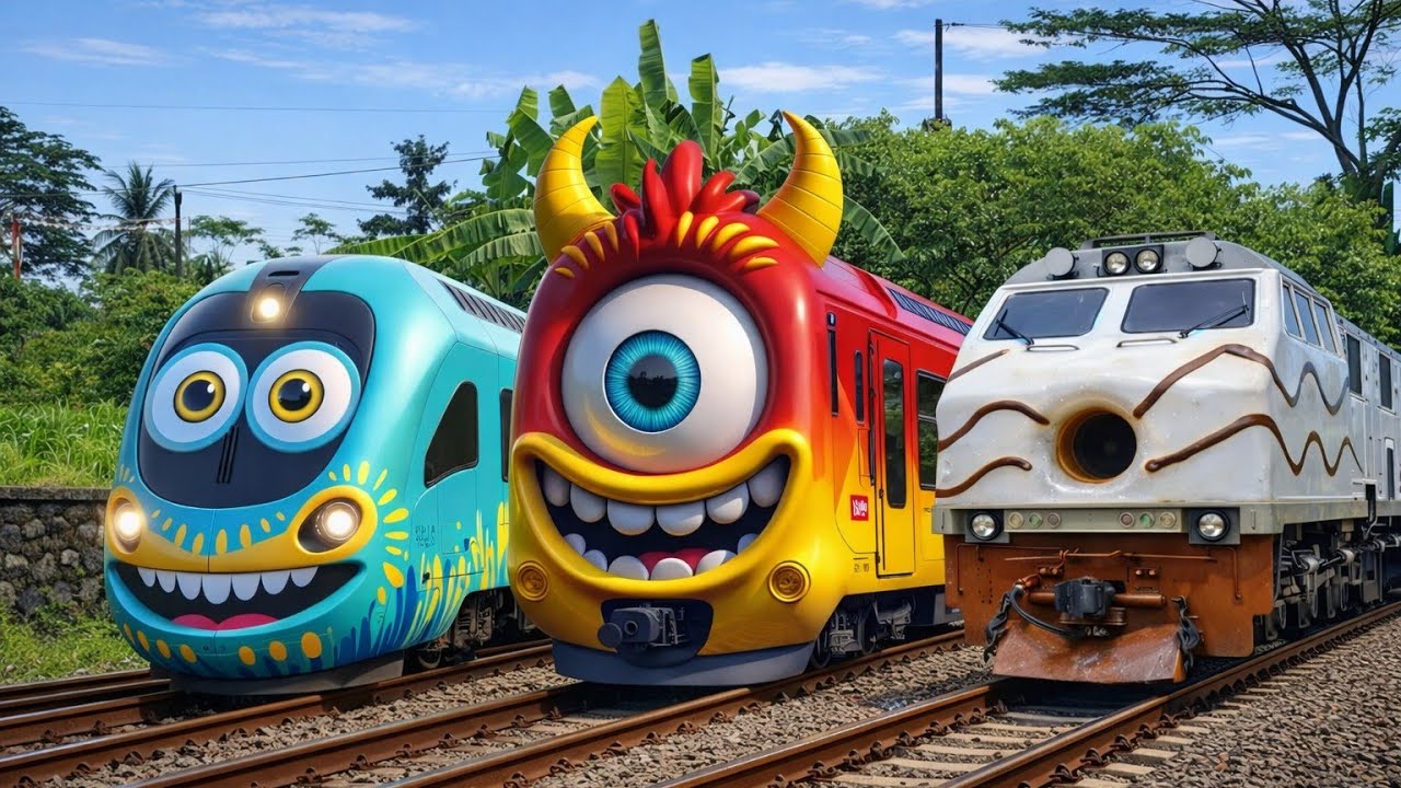 Game Tebak Gambar Kereta Api Panjang: MonsterTrain, Donat Train, Forklift, Escavator, Buldozer? Ep53