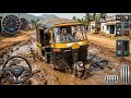 Indian Auto Rickshaw Stuck on Deep Mud 😱🛺 | Indian Vehicle Simulator 3D | Android Gameplay