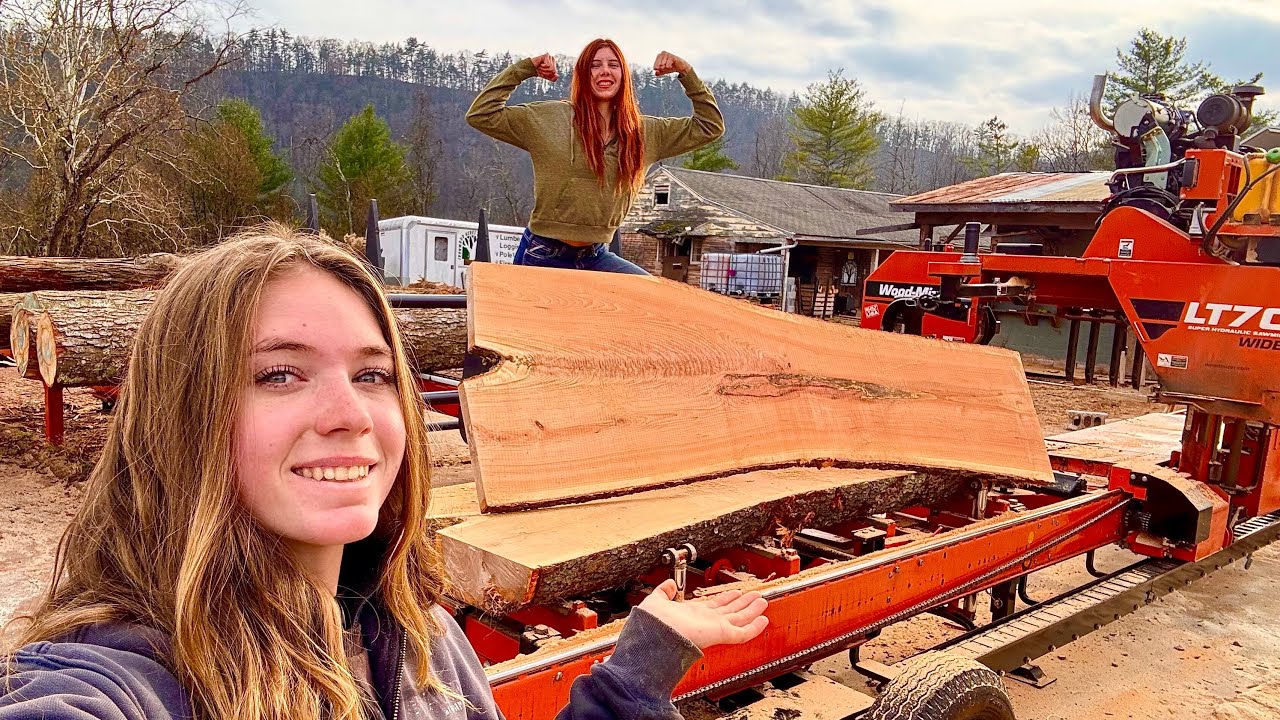 Milling and manhandling these crazy cherry slabs ￼