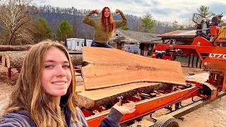 Milling and manhandling these crazy cherry slabs ￼
