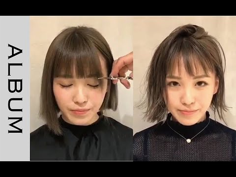 ボブにヘアカット バリカンカットでパッツン外ハネボブ 前髪