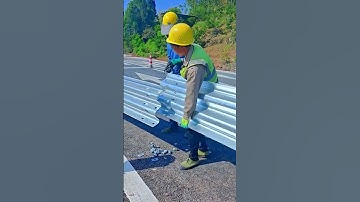 Fast Highway Guardrail Installation 🚧 | Skilled Workers in Action with Powerful Tools #shorts
