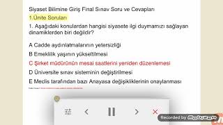 siyaset bilimine giris 2019 2020 final soru ve cevaplari youtube