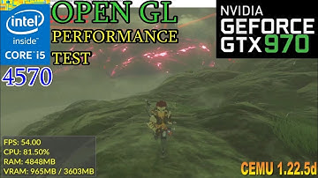 ZELDA BOTW ON CEMU 1.22.5d INTEL CORE i5 4570 GTX 970 PERFORMANCE TEST