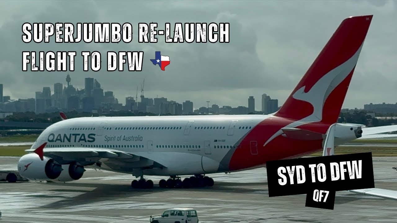 QANTAS A380 QF7 Economy Class - Sydney to Dallas, Bringing Back The Qantas SuperJumbo to DFW (4K)