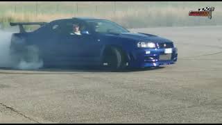 Nissan Skyline R34 Drifting, Burnout and Donuts by Brando Racing