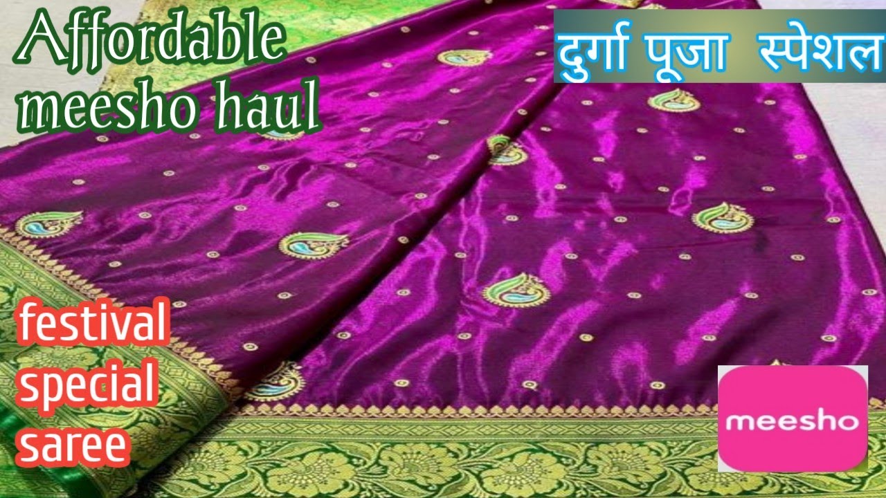meesho haul saree, meesho silk saree haul, saree haul. YouTube