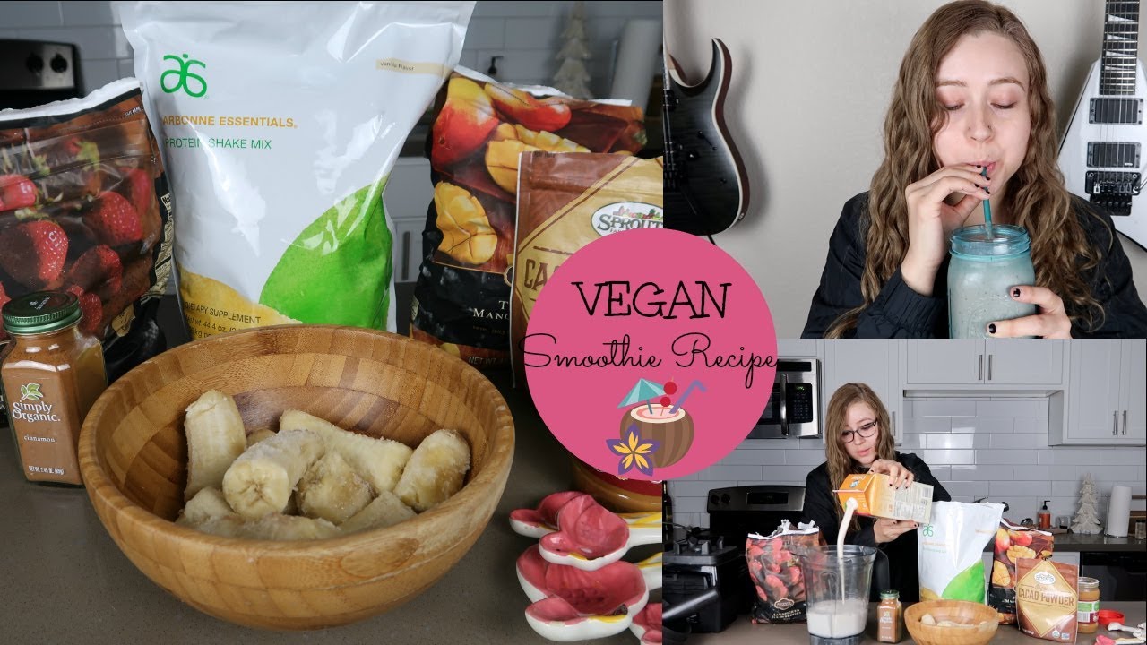 7 INGREDIENT ARBONNE PEANUT BUTTER PROTEIN SMOOTHIE! (RECIPE VID) (VEGAN)