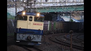 EF65-2060国鉄色牽引 1090レ貨物列車 稲毛～新検見川通過