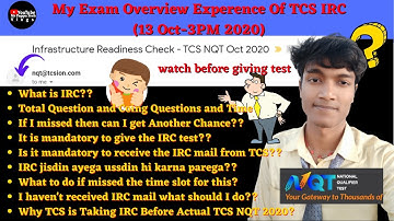 Part-1: My Experience of Giving Infrastructure Readiness Check - TCS NQT 13-Oct 2020 | Watch Before😎