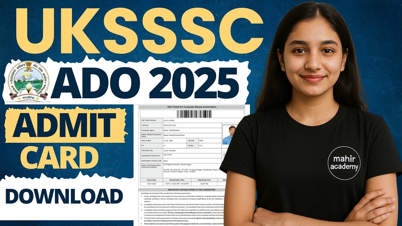 uksssc ado admit card | uttarakhand assistant development officer admit card