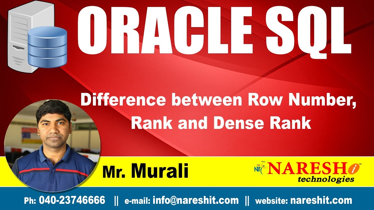 Difference between Row Number, Rank and Dense Rank | Oracle SQL Tutorial | Mr.Murali