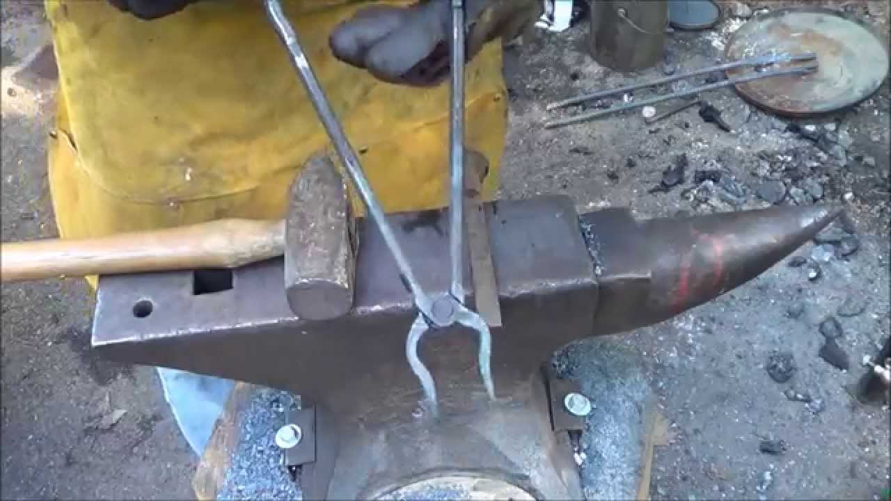 Poor Man's Forged Bolt or RR Spike Tongs From Harbor Freight Long