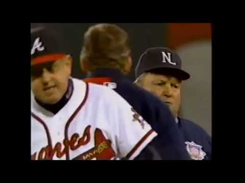 Omar Vizquel commits an error with bases loaded, Bobby Cox gets MAD (1995 World Series)