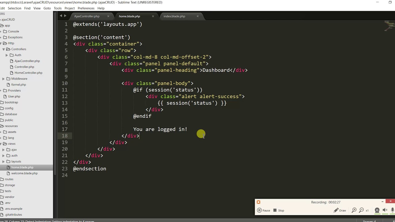 LARAVEL 5.5 ajax CRUD - Read - part 1 - YouTube