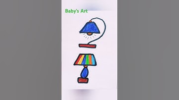 Very easy drawing for kids || Table Lamp Drawing and Colouring. @BabysArt18 #art #ytshorts